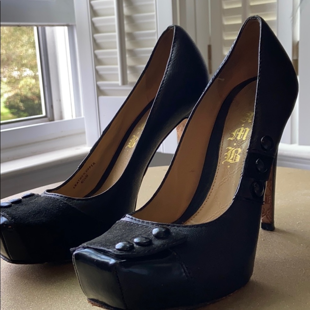 Women’s black button L.A.M.B heels
